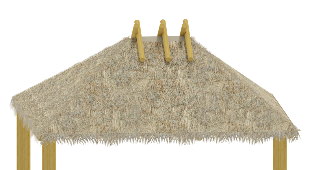 The top section of a tiki hut, rendered.